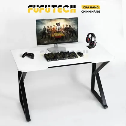 Bàn Gaming Chữ K | Chân đen, mặt trắng
