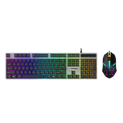 Combo Phím Chuột Gaming Magic KM-01L | Có dây, Led Rainbow, Đen