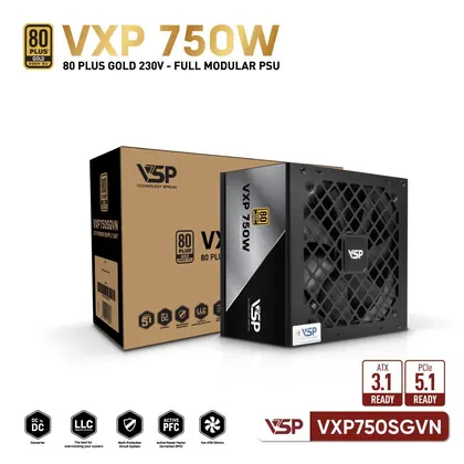 [Cũ] Nguồn máy tính VSP VXP 750W SGVN Gold Modular | BH 3T STAR