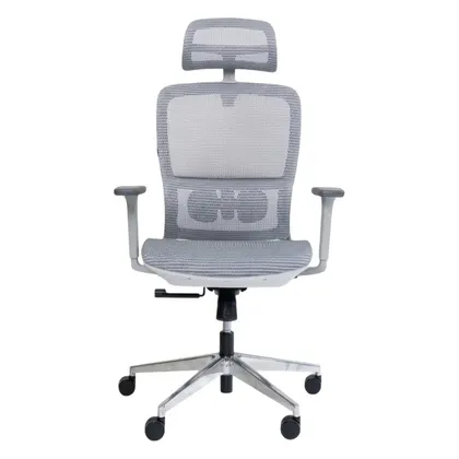 Ghế công thái học GAMI LUM2 | Xám, 150kg, Chân xoay, tay 2D, Lưng lưới