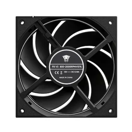 Quạt tản nhiệt PC Jungle Leopard F8 V3 Black | 2000RPM, 4Pin PWM Có Điều Tốc, Không LED, Đen