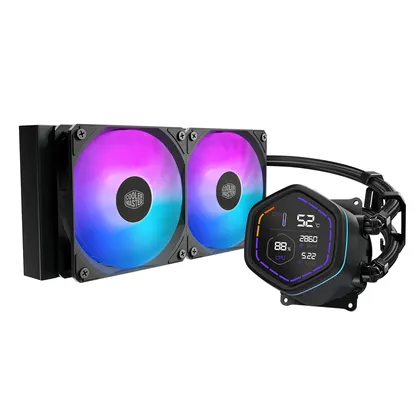 Tản Nhiệt Nước Coolermaster Masterliquid Core Nex Digital 240 ARGB | LED Digital Display, Đen