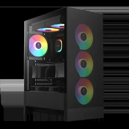 Thùng máy Gamdias Aura GC15 ARGB F-ATX (Kèm sẵn 4 Fan ARGB) | Mid Tower, Kính cường lực, Đen